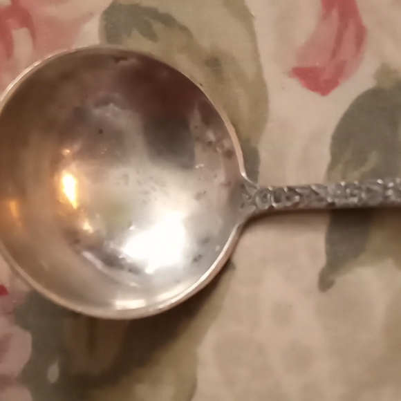 Kirk& Son Sterling Silver Repousse Serving Spoon. 1940s. - Picture 4 of 5